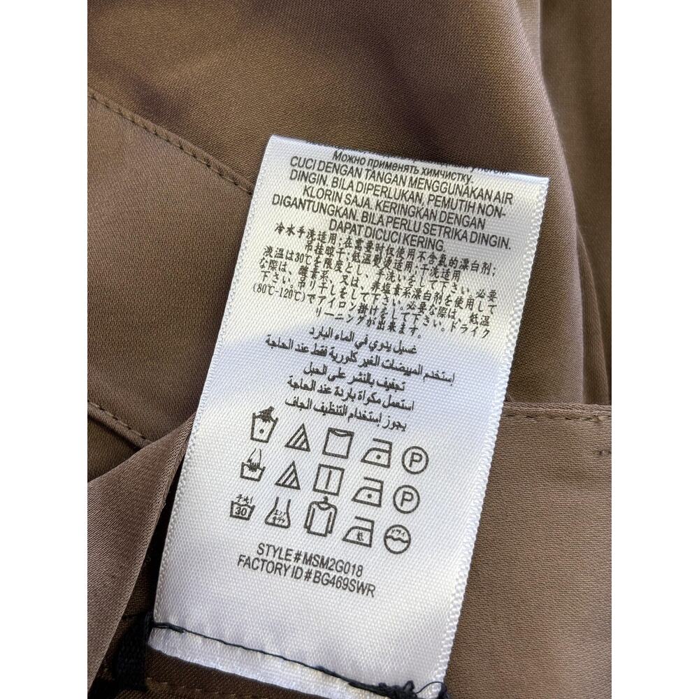 BCBGMAXAZRIA Pants Womens 12 Brown Satin Harem Pleated Draped Pockets Relaxed - Picture 4 of 8